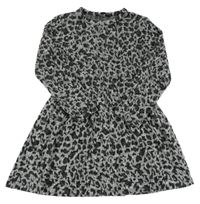 Šedo-černé úpletové šaty s leopardím vzorem Pep&Co