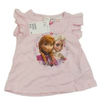 Nové - Světlerůžové tričko s Frozen a volánky H&M