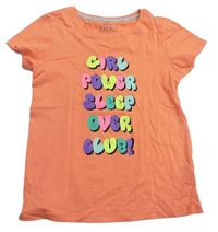 Oranžové tričko s barevnými nápisy zn. Pep&Co