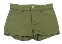 Khaki riflové kraťasy H&M