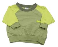 Khaki-žlutozelená mikina s nápisem 