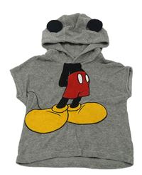 Šedá froté vesta s Mickeym a kapucí Next
