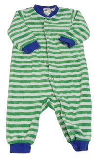 Zeleno-bílý pruhovaný sametový overal H&M