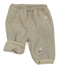 Světlebéžové šusťákové zateplené kalhoty s klokanem Ergee