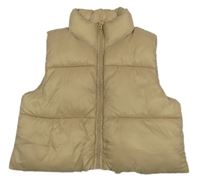 Béžová šusťáková crop zateplená vesta 