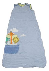 Modro-bílý pruhovaný zateplený spací pytel se zvířátky John Lewis