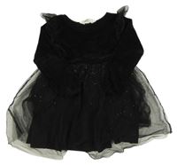 Černé svetrové šaty s tylovou sukní H&M
