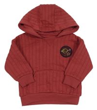 Vínová žebrovaná mikina s planetou a kapucí Primark