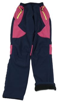 Tmavomodro-růžové softshellové kalhoty