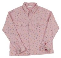 Růžová květovaná riflová bunda 