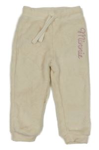 Smetanové plyšové tepláky s nápisem - Minnie Disney