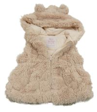 Světlerůžová kožešinová podšitá vesta s kapucí Tu