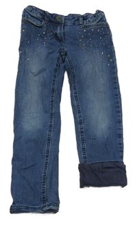 Tmavomodré podšité skinny rifle s kamínky C&A