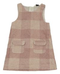 Světlerůžové vlněné kostkované šaty s kapsami F&F