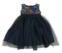 Tmavomodré tylové šaty s barevnými flitry Name it