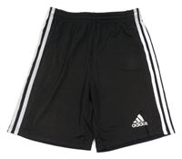 Černé sportovní funkční kraťasy s pruhy a logem Adidas