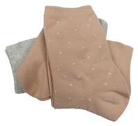 Nové - 3x ponožky - šedé + 2x starorůžové 