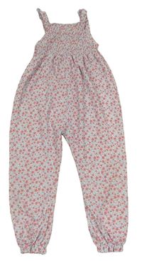 Bílo-růžový květovaný kalhotový overal Primark