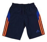 Tmavomodro-oranžové sportovní kraťasy Adidas
