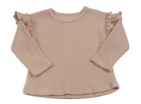 Růžové žebrované úpletové triko s volánky Matalan