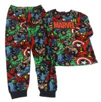 Černé plyšové pyžamo se superhrdiny Marvel