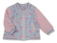 Růžovo-modro-bílá květovaná propínací mikina Cath Kids