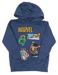 Šedomodrá mikina se superhrdiny a kapucí Marvel