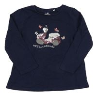 Tmavomodré triko se skútrem a flitry Topolino