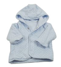 Světlemodrá zateplená propínací oboustranná mikina s hvězdami a kapucí Next