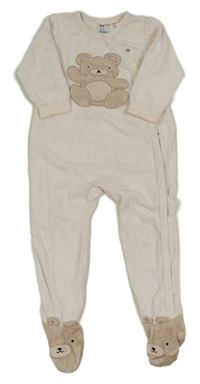 Světlerůžový sametový overal s medvídky H&M