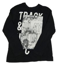 Černé triko s potiskem a nápisy C&A