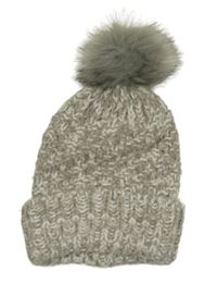 Šedo-bílá melírovaná třpytivá čepice s bambulí 