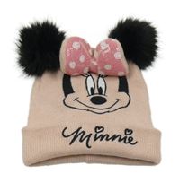 Světlerůžová čepice s Minnie a bambulemi Disney