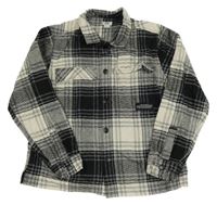 Bílo-černá kostkovaná košilová bunda River Island