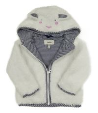 Bílá chlupatá podšitá mikina s kapucí - ovečka Joules