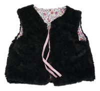 Černá kožešinová podšitá vesta 