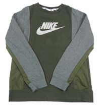 Khaki-šedá mikina s logem Nike