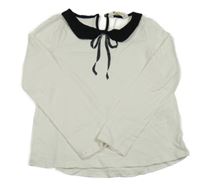 Bílo-černé triko s límečkem a mašlí H&M