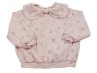 Světlerůžová květovaná mikina s límečkem Next