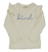 Bílé žebrované triko s volánky a nápisem F&F