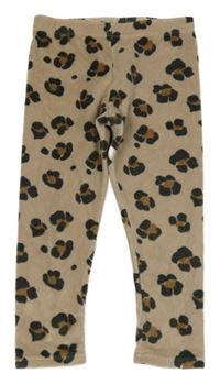 Béžovo-černo-hnědé plyšové legíny s leopardím vzorem Next