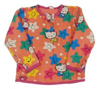 Lososovo-barevná plyšová mikina s hvězdami a Hello Kitty