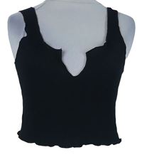 Dámský černý žebrovaný crop top Shein 