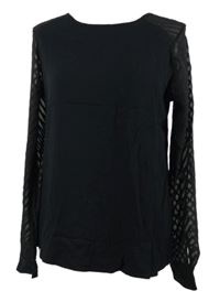 Dámská černá halenka s šifonovými vzorovanými rukávy Object