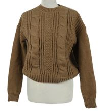 Dámský hnědý vzorovaný crop svetr Shein 