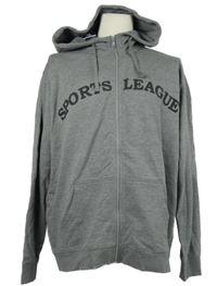 Pánská šedá propínací mikina s nápisem a kapucí Livergy 