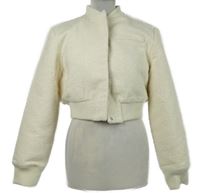 Dámská smetanová pletená crop bunda H&M