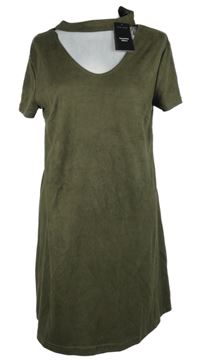 Nové - Dámské khaki semišové šaty se chokerem New Look 