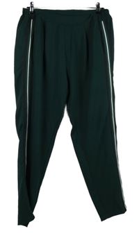 Dámské tmavozelené teplákové kalhoty s pruhy New Look 