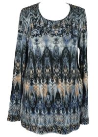 Dámské šedo-modro-růžové vzorované triko s cvočky Bonita 